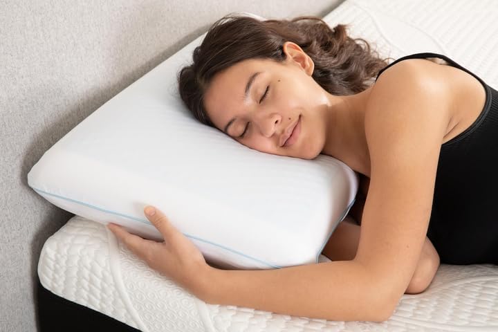 Cool Gel Cooling Pillow for Sleeping, Queen Size Cooling Memory Foam Pillow for Hot Sleepers, Reversible Ergonomic Design, Pressure Relief, Spine Alignment, Side, Back Contouring Support