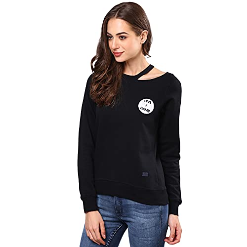 Image of Campus Sutra Cotton Women High Neck Sweatshirt
