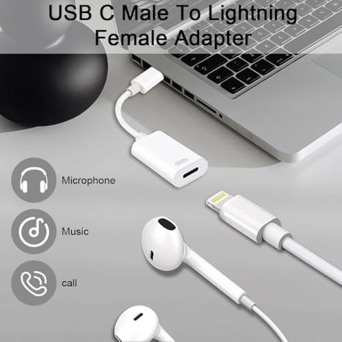 Image of ZORBES USB C to Lightning Audio Adapter and Charge Adapter,Type C Male to Female Lightning Headphone Audio Converter for Phone 16 /16 Pro /15 /15 Pro Max,iPad Pro /Air 6 /5 Compatible with Galaxy S25 /S24
