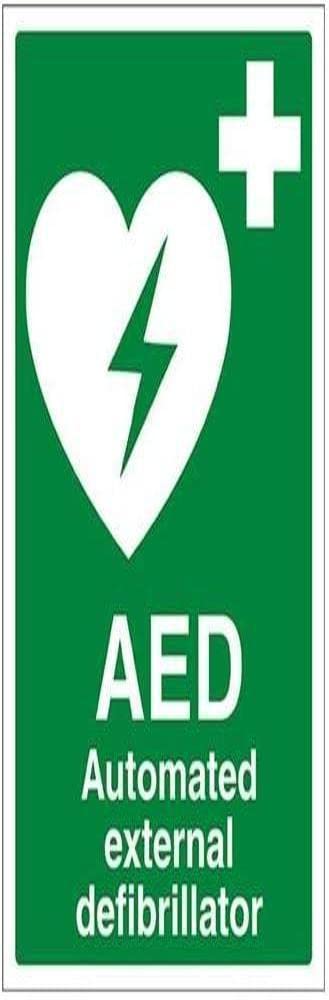 V Safety AED Auto External Defibrillator Sign - 200mm x 300mm - 1mm Rigid Plastic