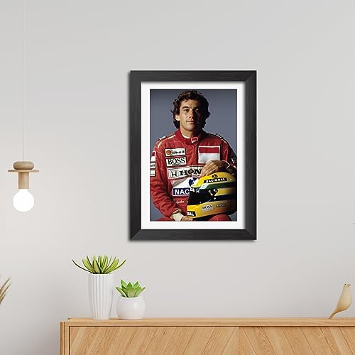 Image of TenorArts Ayrton Senna Poster F1 Driver Posters Formula One Photo Frame Painting with Matt Finish Dark Texture (12 inches x 9inches)
