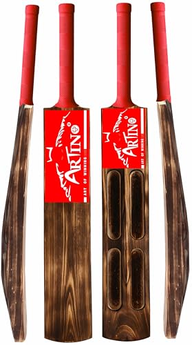 Image of Artino Burn Wooden Cricket Bat for Tennis Ball - Full Size 900g Lightweight Bat with Strong Handle for Outdoor & Gully Cricket