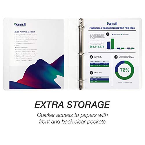 Samsill Speedy Spine Time Saving Easy Spine Label Inserting 3 Ring View Binder, 1 Inch Round Ring, Customizable Clear View Cover, White (18137C) #TOP3