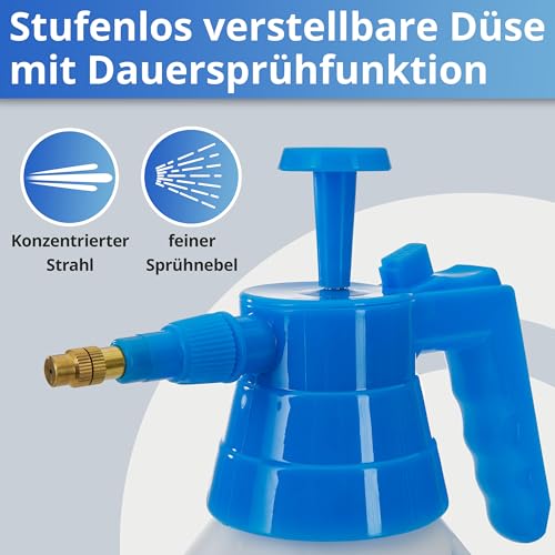 Nanoprotect Handsprüher 1,5 Liter | Drucksprüher mit Verstellbarer Messingdüse | Pumpsprüher | Gartenspritze