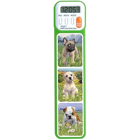 Mark My Time Reading Timer and Bookmark for Kids, Cool Bookmarks and Reading Incentives, Great Christmas Gift & Stocking Stuffer for Book Lovers - Puppies Cover