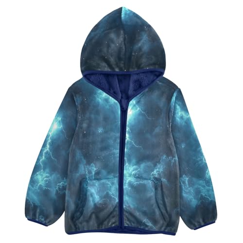 Lightning Cool Toddler Fleece Jacket Girl Boys Hooded Fleece Jacket Coat Warm Outwear Zip-up 3-10T