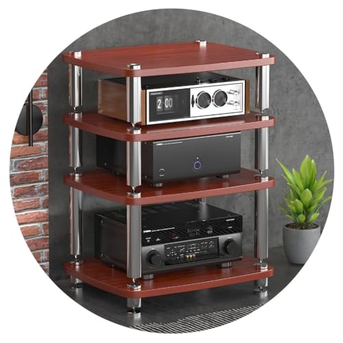 HiFi Ständer Für Plattenspieler | 4-stufiges MDF Audio Rack | 60x48x94cm | Mit Stoßdämpfern