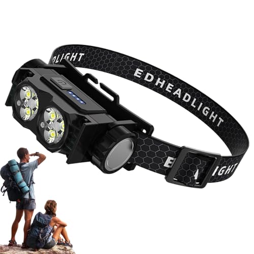 Frontal recargable, frontales para adultos con batería integrada, impermeable, equipo de supervivencia para camping, senderismo, nocturna, trabajo, buceo, espeleología y pesca