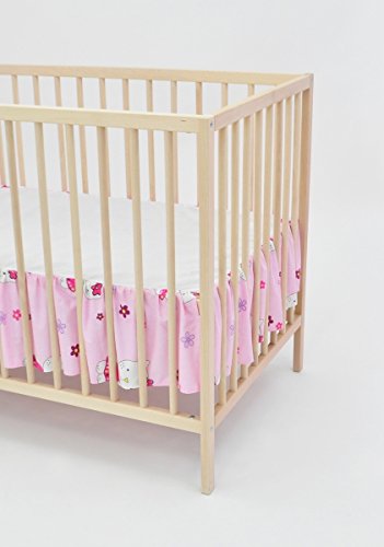 Mantovana decorativa per i lettini di misura 70x140 per neonato bambino (motivo: gattini con fiori _ rosa)
