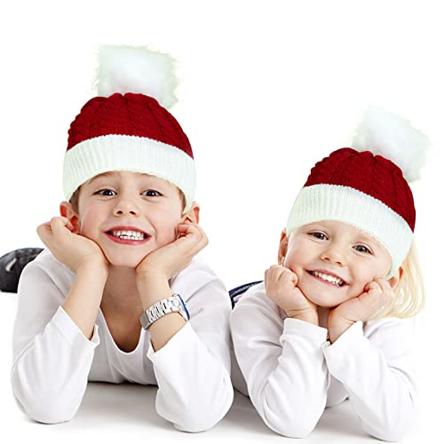 Loveife Christmas Santa Knitted Hat For Baby, Xmas Knit Hat For Children, 0 To 3 Years Old Red #TOP3