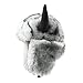URAWOW Ox Horn Faux Fur Trapper Hat for Women Men Outdoor Plush Fuzzy Warm Ear Flaps Fashion Cute Animal Wacky Grey White