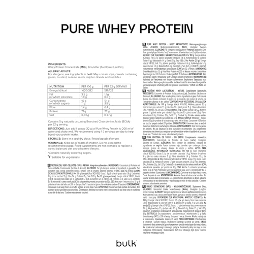 Bulk Pure Whey Protein Pulver | Geschmacksneutral | 26g Protein & 5g BCAAs pro Portion | Whey Konzentrat Shake | Wenig Zucker | Unterstützt Muskelaufbau & Regeneration | Vegetarisch | 1kg