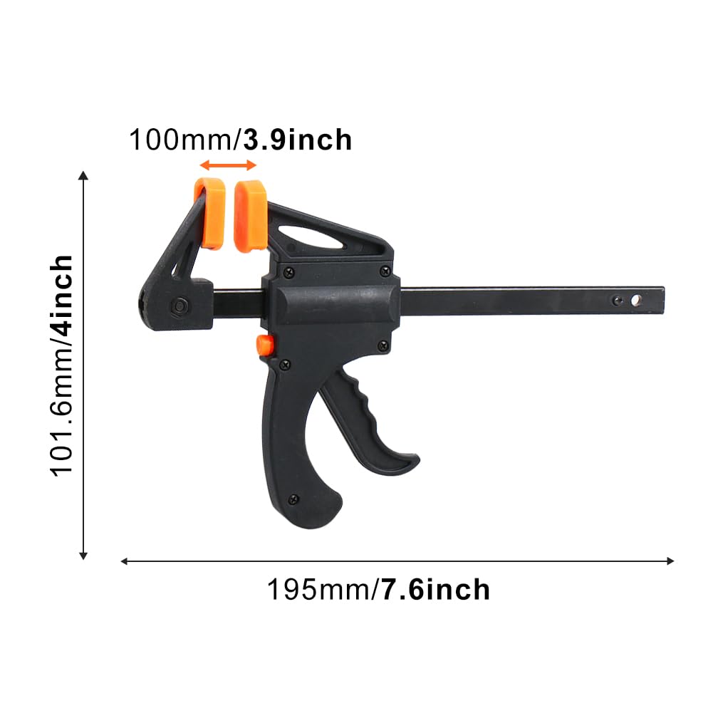 6 Pcs Quick Grip Clamps, 4 Inch F Wood-Clamps Ratchet Bar-Clamp, Jaws Ratchet Bar Clamp,One Handed Quick Release-Clamp Tool Set for Woodwork & Craft, DIY Clamping - Image 2