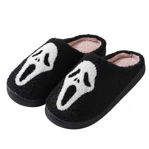 TBAVNOSY Unisex Halloween Slippers Spooky Ghost Slippers Cute Cozy Warm Plush Slip-On House Indoor and Outdoor Shoes (style3, Adult, Women, 7.5, Numeric Range, US Footwear Size System, 8, Medium)