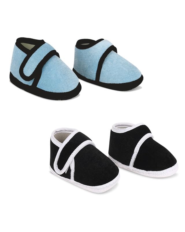 smartots New Born Baby Casual Velcro Closure Velvet Booties | Unisex New Born Baby Booties | Breathable And Anti-Slip Booties For 0-9 Months Baby Girl & Boy - Pack Of 2-picture-19