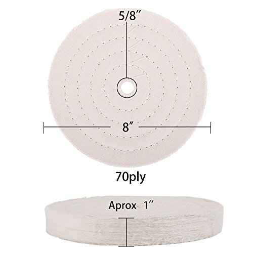 Image of SCOTTCHEN Buffing Polishing Wheel 8 inch x 5 /8 inch Arbor x 70Ply White Fine Cotton for Bench Grinder - 1 PCS