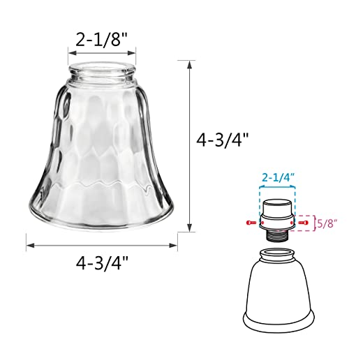 Image of Aspen Creative 23041-4A Contemporary Clear & Hammered Ceiling Fan Glass Shade.2-1 /8 inchFitter.Size:4-3 /4 inchD x 4-3 /4 inchH.4Pcs /Pack