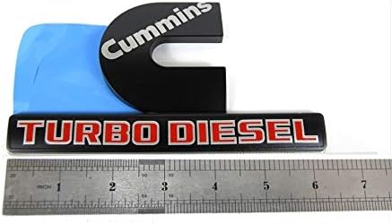 Miniatura 2 de Yoaoo Paquete de 2 emblemas compatibles con Cummins Turbo Emblem Badge 2500 3500 Emblema Mate Grande Negro Rojo 6.2 x 3.4 pulgadas