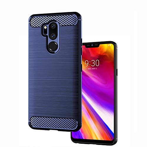 for LG G7 ThinQ Phone Case,Slim Thin Soft Flexible TPU Rubber Silicone Anti-Scratch Shockproof Carbon Fiber Protective Cover for LG G7,Brushed Blue