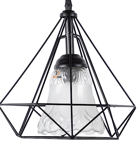 Image of DECOHOME Modern Hanging Ceiling Lamp Lights for Home & Decor | Premium Finish Pendant Light for Living Room, Bedroom & Dining Area | Stylish Indoor Lighting | Chandelier Lights (Diamond-Black)