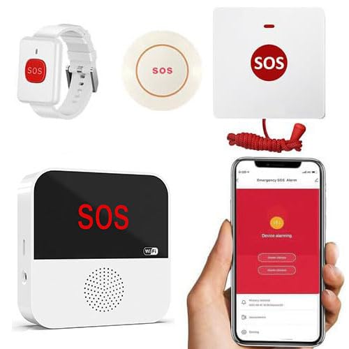 VOCA Wireless Personal Alarms & Pager for Elderly, Emergency Alarm, SOS Button, Panic Alarm, Nurse Call Bell, SOS System for Home/Personal, Caregiver Pager, Seniors, Patients, Disabled, 2.4G WiFi