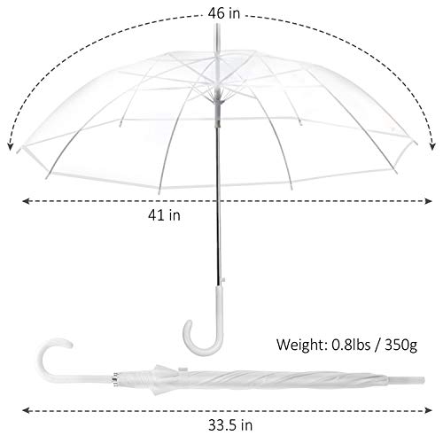 Liberty Imports Pack of 12 Wedding Style Stick Umbrellas 46" Large Canopy Windproof Auto Open J Hook Handle in Bulk (Crystal Clear) - Image 7