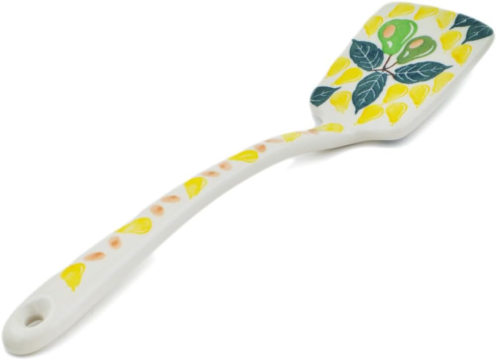 Polmedia Polish Pottery Spatula - Pear Farm Pattern Handmade in Boleslawiec Poland by Ceramika Artystyczna + Certificate of Authenticity