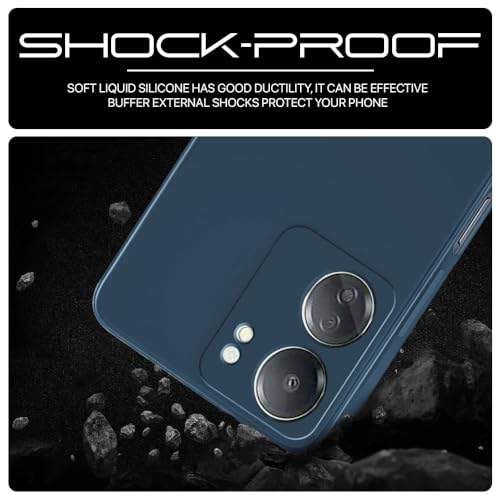 Image of WOW IMAGINE Back Cover for Xiaomi Redmi 13C 4G | Poco C65 | Ultra Slim Soft Rubberised Case | Inner Velvet Fabric Lining | Matte Silicone Flexible Mobile Case | Camera Protection - Blue