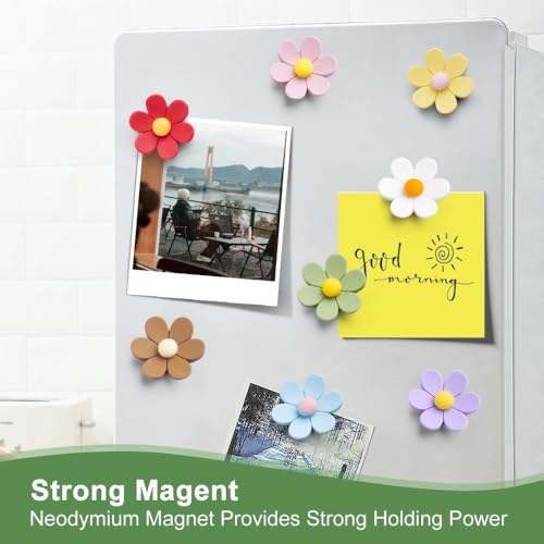Image of K.K. VillA Beautiful 3D Flower Fridge Magnets for Home & Office | Strong Decorative Magnets for Refrigerator, Locker, Whiteboard & Kitchen Use | Multicolour Floral Design (Pack of 5, Large)