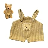 LICHADUOLE 9-12 Zoll/30 cm Teddybär Kleidung - Cord Latzhose für Plüschtiere (Passform für Standard,korpulente Tiere) NUR Kleidung - ohne Plüschtier