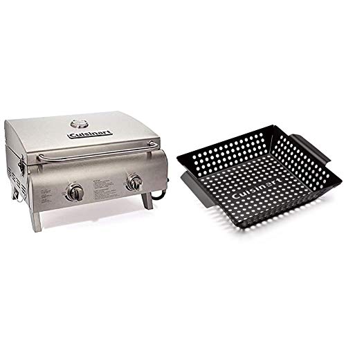 Cuisinart Cgg-306 Chef's Style Propane Tabletop Grill, Two-Burner, Stainless Steel & Cnw-328 11-Inch, Non-Stick Grill Wok, 11 X 11 #TOP17