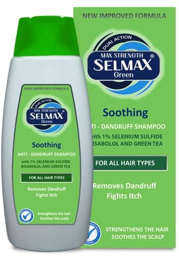 Selmax Green Soothing 200ml Dual Action Anti Dandruff Nourishing Shampoo for All Hair Types New Improved Formula, Green Tea Extract and Bisabolol