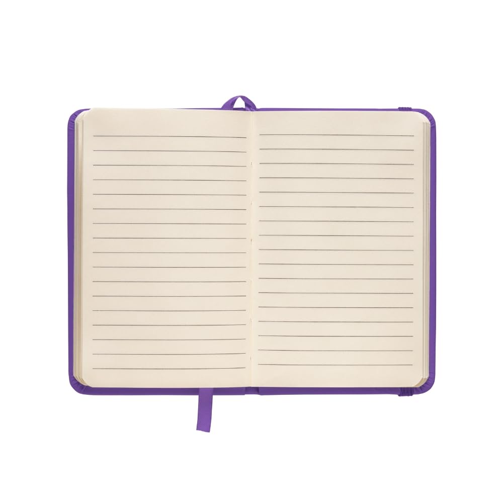 Taccuino A6 con Elastico – Copertina Rigida in Similpelle PU, 80 Pagine, Carta Bianca 80g/m² – Quaderno Tascabile per Appunti, Viaggi, Diario, Scuola, Ufficio (100, Viola)