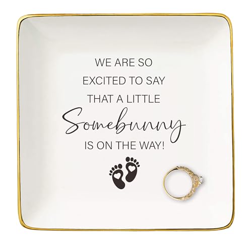 NZY Baby Pregnancy Announcement Gifts-Promoted to Grandma,Aunt,Godmother-Baby Coming Soon-New Baby Reveal Gifts for Mom Sister Friends-Mothers Day Christmas Gift-Jewelry Tray Trinket Holder Ring Dish