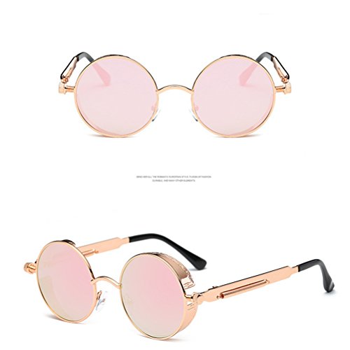 Óculos de sol BESTOYARD redondo, espelhado, reto, vintage, feminino, óculos de sol (ouro franwork co