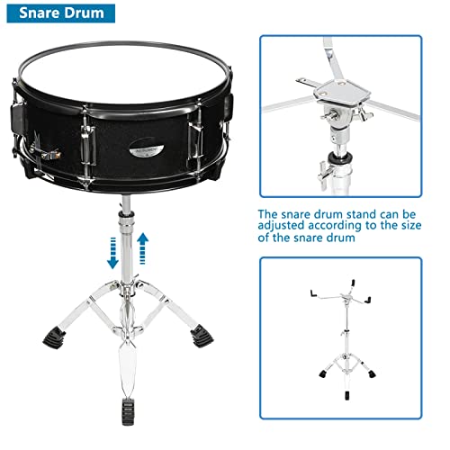 Ktaxon 5-Piece Adult Drum Set, 22 Inch Full-Size Drums Kit With Cymbal Stands, Hi-Hat Stand, Sticks, Drum Pedal, Stool & Floor Tom For Beginner Teens Student (Black) #TOP4