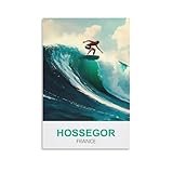 CLFMHNAS Hossegor Affiche de voyage vintage France Surf 20 x 30 cm