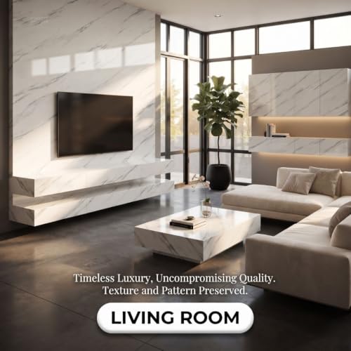 Image of HOME13 Marble Contact Paper White Peel and Stick Wallpaper for Kitchen Countertop Grey Marble Wallpaper for Kitchen Backsplash Cabinet Waterproof Self Adhesive Removable Wall Paper(24x360 Inch)
