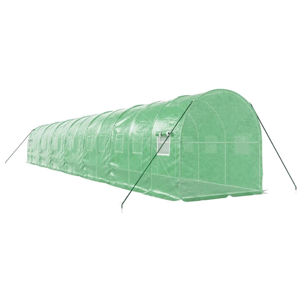 Homgoday Invernadero con Estructura de Acero Verde 28 m² 14x2x2 m, Invernadero Caseta Jardín Terraza Plantas Semilla Cultivo Huerto Verduras Cubierta Casero