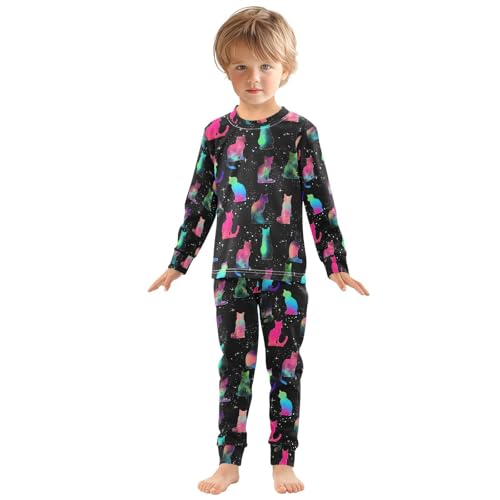 ALAZA Cat Kitten Black Cute Stylish Pajamas Long Sleeve Sleepwear 2-Piece Pajama Set3