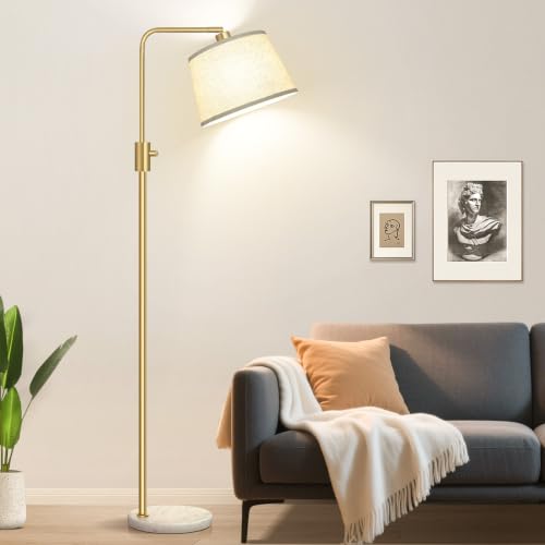 Image of Nintiue Dimmable Gold Floor Lamp, 1000 LM LED Edison Bulb Included, Arc Floor Lamps for Living Room with Marble Base, Modern Standing Lamp Tall Lamps for Living Room Bedroom