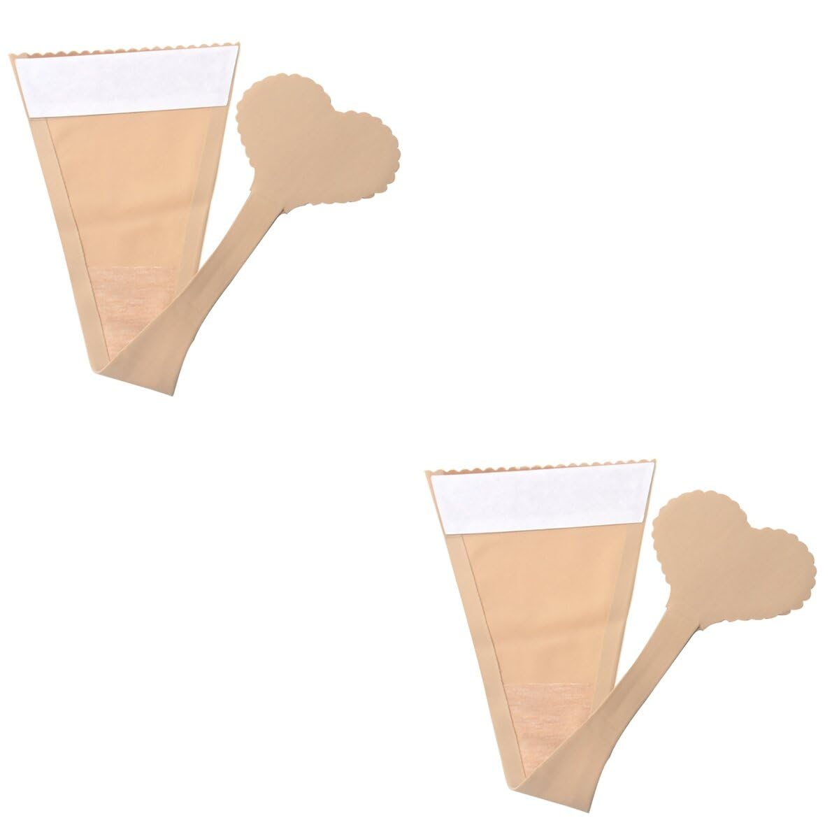 WRITWAA2Pcs Invisible Lace Nude, One Piece Pants Fun Underwear Thong, Self Adhesive No Panty Line Heart Shaped Strapless C-String Thong, Skin Color, Size