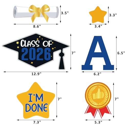 Image of Congrats Grad Car Magnets Graduation Magnetic Car Decorations Class of 2026 Car Parade Decor Signs Car Magnet Decal Stickers Graduation Party Decor Blue