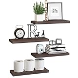 DOLLFIO Floating Shelves, 4 Sets Wall Shelves, Wooden Floating Shelves for Wall Décor, Wall Mounted