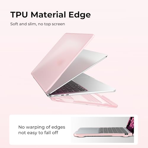 Image of BlueSwan Anti-Cracking Case for MacBook Air 13 inch, M5 2026 M4 M3 M2 2025-2022 A3449 A3240 A3113 A2681, Drop Protection Soft TPU Bumper PC Base for Air 13.6 inch, Frosted Pink