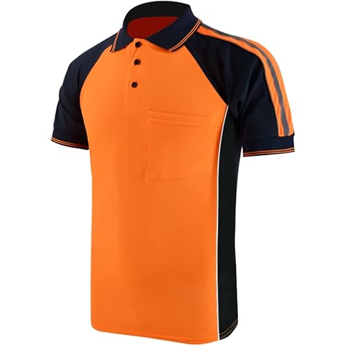 Safety Shirt High Visibility Short Long Sleeve Reflective Polo Shirts, Work T Shirts for Men Construction
