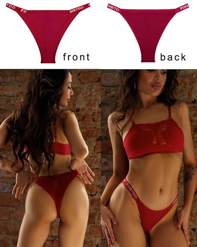 Image of FINETOO Womens Underwear Cotton High Cut String Bikini Panties Low Rise Hipster Ladies Sexy Cheeky Underwear 6 Pack