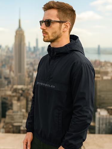 Image of Noble Monk Men's Polyester Standard Length Color Solid Ragular Fit Jacket |Full Sleeve Hooded Windcheater Jacket