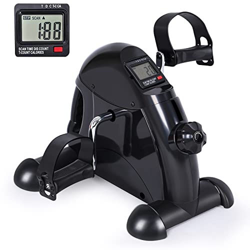 FEIERDUN Mini Exercise Bike, Under Desk Bike Pedal Exerciser Portable Foot Cycle Arm & Leg Peddler...