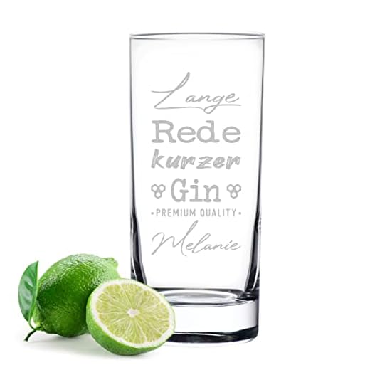 polar-effekt Gin Glas 485 ml mit personalisierter Gravur - Trinkglas mit Namen - Geschenkidee zum Geburtstag - Longdrinkglas für Tonic, Drinks und Smoothies